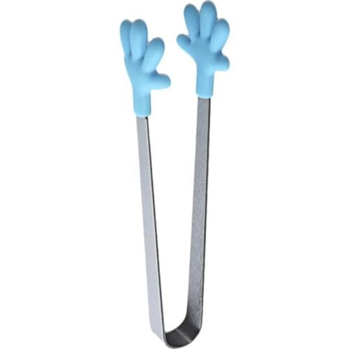 Small Palm Stainless Steel Silicone Sugar Tong Food Clip Clamp Home Kitchen Tool