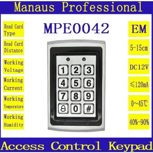 Metal Proximity 1000 Users RFID Door Controller Waterproof Password Keypad Access Control 125KHZ ID Card keyboard System E42a