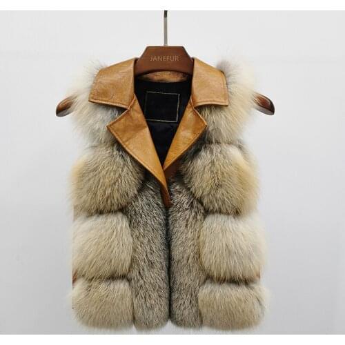 Fashion Fur Vest Winter Luxury Genuine Leather Sleeveless Jacket With Real Fox Fur