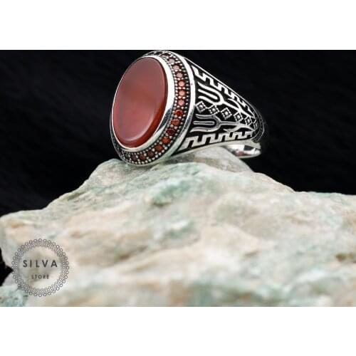 Original Sterling 925 Silver Mens Ring With Agate. Man Jewellery All Sizes Are Available