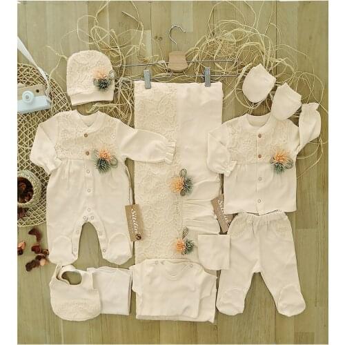 Girl Baby Natural Lux Organic Hospital Output 10 Piece Newborn Set 0-3 Months Comfortable And Antialerjenik