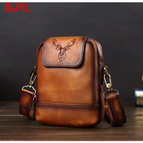 Chest Bag Mens Bag Genuine Leather Messenger Bag Fashion Casual Shoulder Diagonal Bag Chest Back Pack Tide Brand Small Bags Men