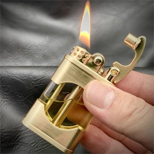 New Cigarettes kerosene lighter transparent oil bin creative old grinding wheel portable personality metal Smoking lighter