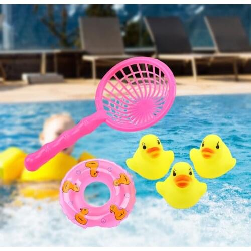 Adroable Kids Plastic Floating Duck Bath Toy Washing Pool Party Mini Soft Bathing Toy Water Fun Age 1-3