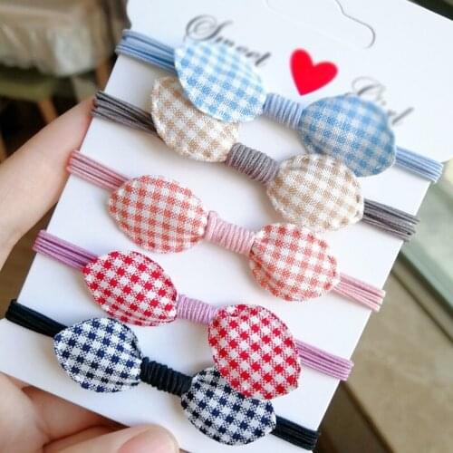 Elastic Hair Bands RubberBand Ponytail Holder For Kids Hair Ties Scrunchies Plaid bow Hairband Headwear Hair Accessories