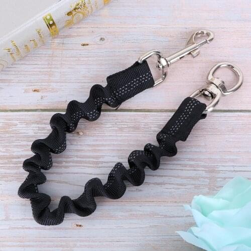 Reflective Nylon Dog Extension Leash Heavy Duty Durable Elastic Walking Running Extension Lead for Small and Medium Dogs (Black)