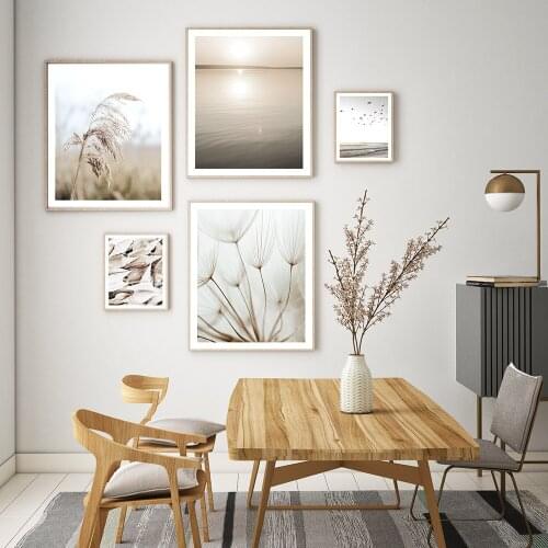 Grass Plant Pastoral Scenery Picture Ocean Wall Art Canvas Painting Minimalist Modern Nordic Posters and Prints for Home Decor