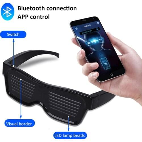 Magic Bluetooth LED Party Glasses DJ Light Up Shades Flashing Rave Wedding Party Eyewear Luminous Glowing Night Shows