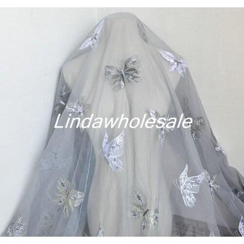 High quality encryption butterfly embroidered skirt material,butterfly embroidery lace fabric,quilting fabric,130*100cm/pcs