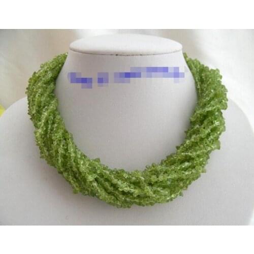 WOW beautiful 10row natural green peridot necklace