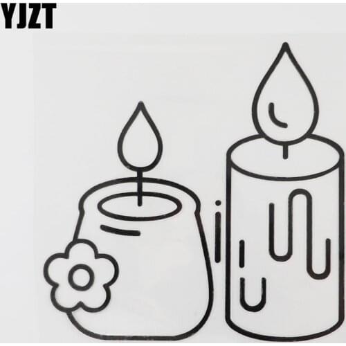 YJZT 13.9CM×13.7CM Beautiful Candle Car Sticker Creative Modeling Vinyl Decal Black/Silver 13E-0092