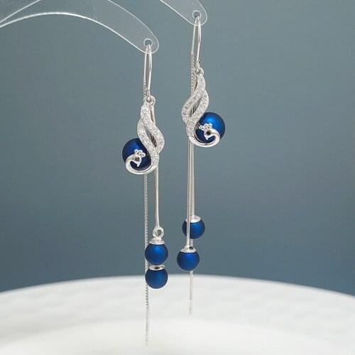 Chinas fashion S925 sterling silver Korean style earrings female long tassel retro earrings pendant temperament phoenix women