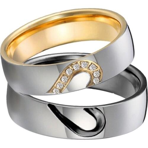 Ladies Love jewelry Heart CZ stones couple wedding rings set for men and and women marriage ring