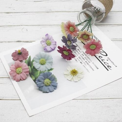 10 piece 4cm Mini Artificial Flowers Silk Daisy For Wedding Party Home flowers garland Decoration Diy Gift Package Flowers Craft