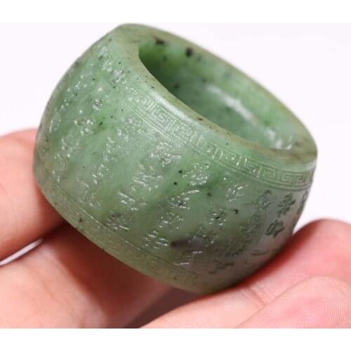 100% Natural hetian green jade ring hand-carved exquisite jade rings jade men jewelry jade gift jadeite jade