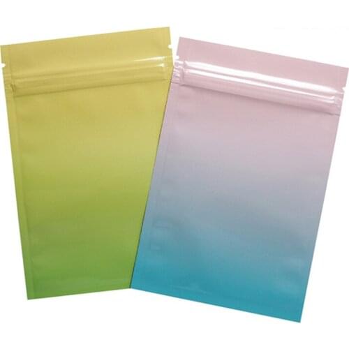 100pcs/lot Colorful Heat Seal Aluminum Foil Ziplock Bags Flat Zip Lock Retail Package Bag Candy Tea Food Plastic Bags