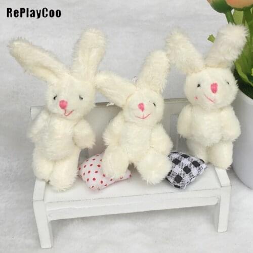 100Pcs/LotMini rabbit Stuffed Plush Toys Small Kawaii rabbit 8cm red nose Stuffed Toys Kawaii Bunny Flower Soft Pendant GMR077