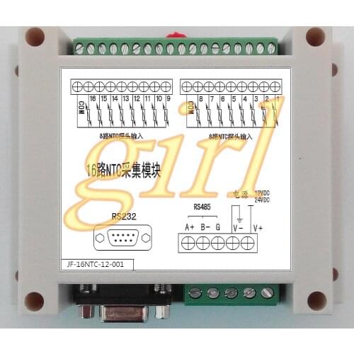 The 16 way NTC temperature module supports modbus-RTU thermal resistance temperature measurement configuration industrial contro