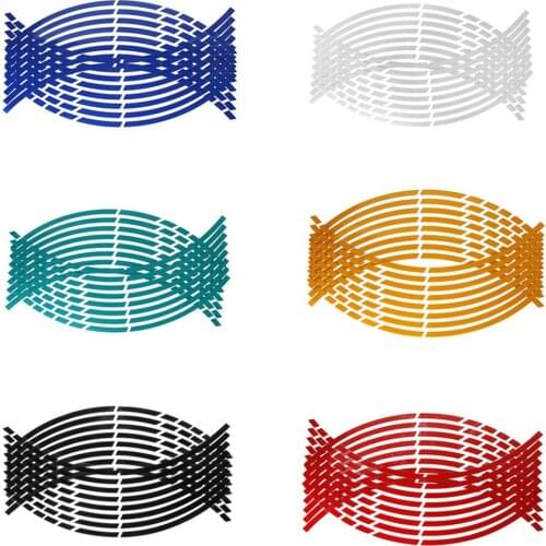 20 Strips 8mm Width Reflective Motorcycle Car Rim Stripe Wheel Decal Tape Stickers Night For Safety And Decoration