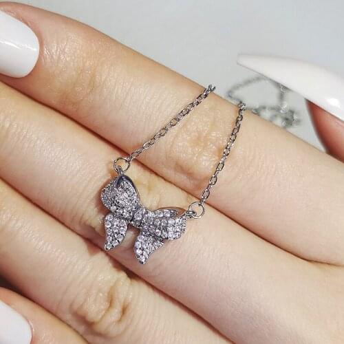 2021 New Trendy Butterfly Necklace Solid 925 Sterling Silver for Girl Christmas Gift Jewelry Wholesale Moonso X6223