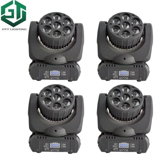 4pcs/lot 150W 4 in1 Cree Led Beam Moving Head Light Flower Effect 7 Color To Show 7*12W Led Moving Head Beam Flower Stage Light