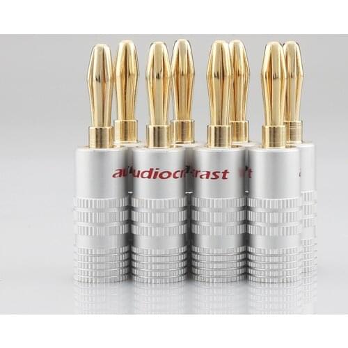 8PCS Audiocrast Speaker Banana Plugs 24K Gold plated Adapter Connector Socket Audio Jack Closed Screw