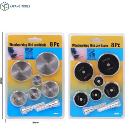 8pcs/set 3.2mm Rod Mini HSS Saw Blades Rotary Cutting Disc for Dremel Drill Woodworking PVC Cutter Power Tools