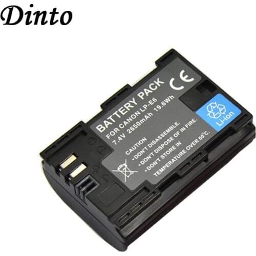 Dinto 1pc 2650mAh LP-E6 LP E6 LPE6 Rechargeable Li-ion Digital Camera Battery for Canon EOS 5D Mark II Mark III 6D 7D 60D