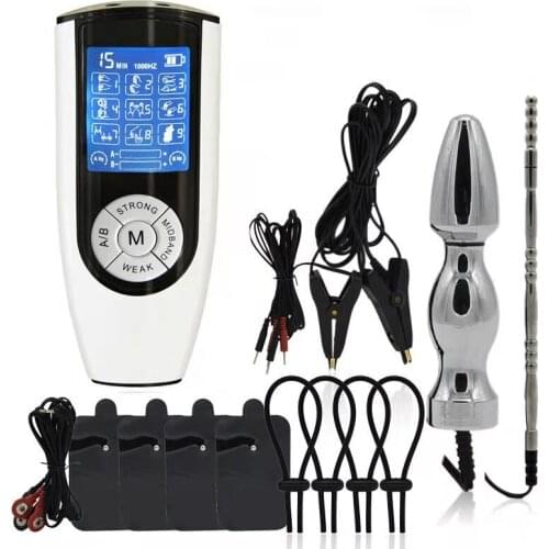 Anal Plug Urethral Catheter Nipple Clamp Clitoris Stimulate Body Massage Penis Ring Adult Sex Toys For Couple Electric Shock Kit