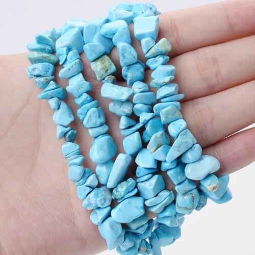Natural Stone Beads Irregular Blue Turquoises Gravel Bead for Jewelry Making DIY Bracelet Necklace Accessories 15 Inches/Strand