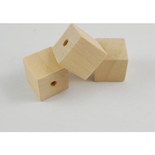 12/14/16/20mm Square Shape Natural Wood Beads Lead-Free Cubes Loose Wooden Beads With Hole for Necklace Crafts Making 20pcs/lot