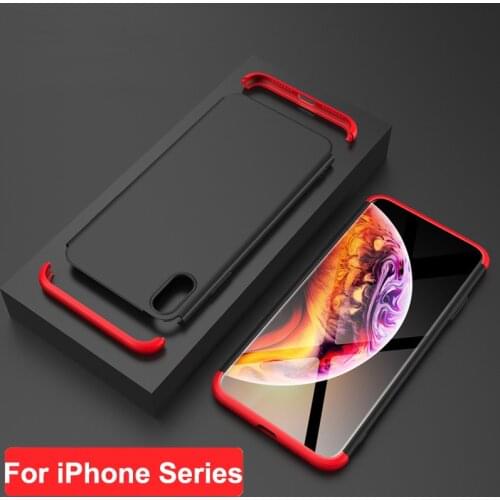 For iPhone X XR XS Max GKK Case 360 All-inclusive 3 in 1 Hard PC Matte Back Cover for iPhone 5 5s se 6 6s 7 8 Case Fundas Coque