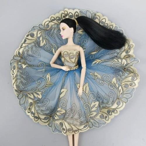 Blue Golden Ballet Tutu Dress For Barbie Doll Outfits Clothes 1/6 Dolls Accessories Rhinestone 3-layer Skirt Ball Party Gown Toy