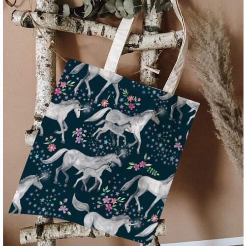 Panda Cartoon Print Ladies Handbags Canvas Tote Bag Cute Animal Shopping Travel Women Eco Reusable Shoulder Bags Bolsas De Tela