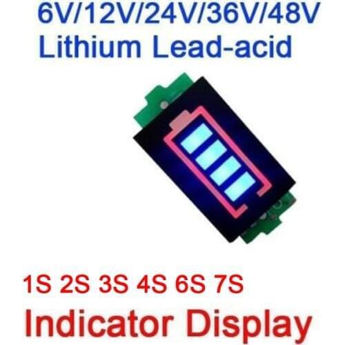 DYKB 1S 2S 3S 4S 6S 7S Lithium Lead-acid Battery Capacity Indicator Meter Tester Display 6V 12V 24V 36V 48V Power Level Liion