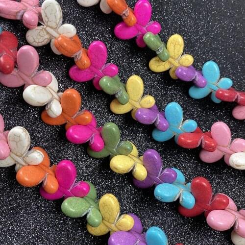 Stone Beads Turquoises butterfly Shaped Loose isolation Beads Semi-Finished For jewelry making DIY necklace bracelet accessories