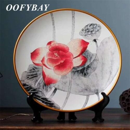 Jingdezhen Ceramic Decorative Plate Living Room Wall Hanging Bone China Hand Painted Plate Home Office Decoration Furnishings