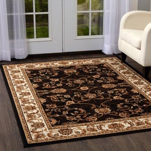 Living Room Bedroom Carpet Crawling Mat Ebony Border Modern Floral Pattern Sofa Cushion Safety Non-slip Home Decoration Products