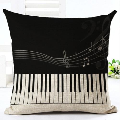 Creative Sofa Chair Cover Vintage Musical Notes Pillowcase Retro Note Cushion Cover Linen Piano Pillow Case Home Decorative