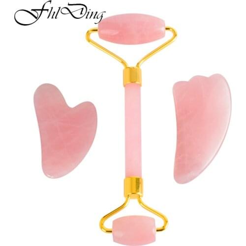 100% Natural Jade Roller Anti Aging Rose Quartz Roller Slimming Face Massager Lifting Tool Facial Beauty Jade Massage Roller