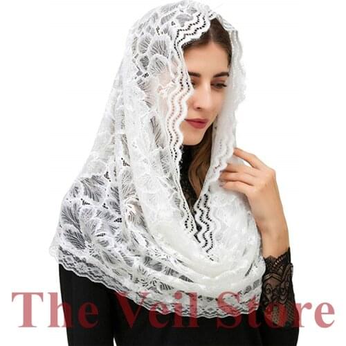 New Floral Lace Mantilla Chapel Veils for Church Women HeadCover Wrap Latin Mass Traditonal Veil Velo Mantilla de Novia Mantille