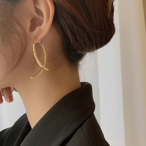 2021 New Trendy Retro Metal Geometric Gold Dangle Earrings For Women Temperament Cross Charm Female Earrings Party Gifts Jewelry