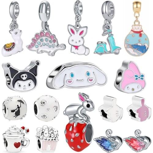 New Cute Cartoon Bunny Panda Balloon Bead Pendant Fit Original Pandora Charm Bracelet Women Jewelry Gifts