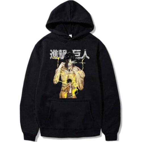 New Arrival Fashion Casual Hot Anime Hoodie Attack On Titan Eren Jäger Sweatshirts Manga Graphic Pullover Y2k Oversize Unisex