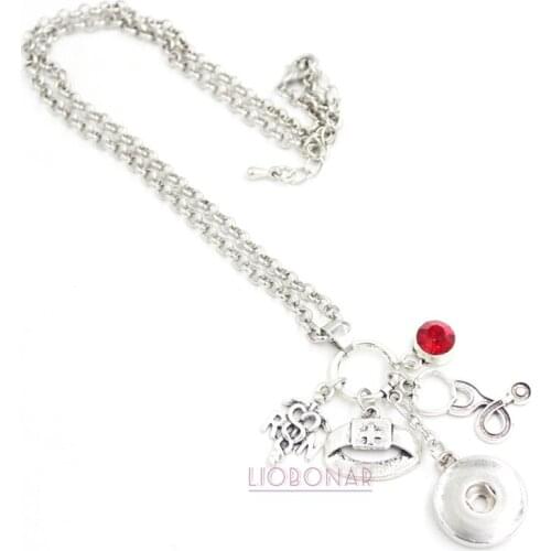 Nurse Necklace Medical Charms Snap Pendant Necklace For Nurse Gift Jewelry Bijoux Collar