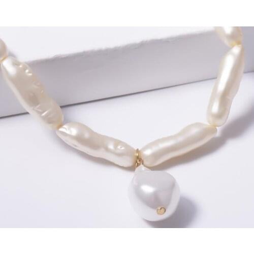 Unique Pearls jewellery Store Baroque Genuine Freshwater Pearl Necklace White Real Pearl Fine Jewelry Charming Women Gift
