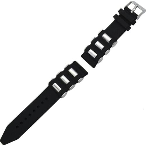 Universal Watchband Wristband Strap Bracelet for 20mm 22mm 24mm Width Smart Watch Black Silicone Rubber Stainless Buckle Band