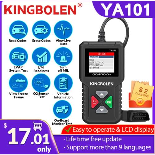 EDIAG YA101 OBD2 Scanner YA-101 Car Code Reader for Check Engine Light,O2 Sensor and EVAP Test, On-Board Monitor Test PK KW310