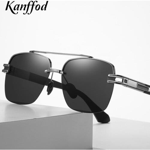 Kanffod 2021 New Classic Square Polarized Sunglasses Mens Driving Male Rimless Metal Sun Glasses Eyewear UV Blocking Oculos