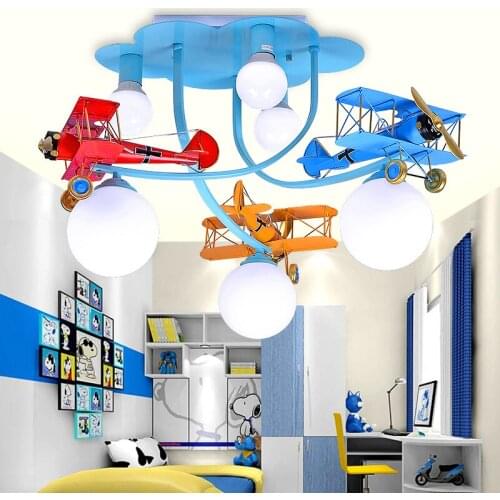 New personality retro iron wagon lighting childrens room Pendant Lights bedroom boys girls led creative cartoon Blue lamps